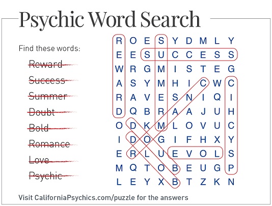Answers to Puzzles California Psychics