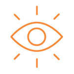 Orange eye representing protection against the evil eye