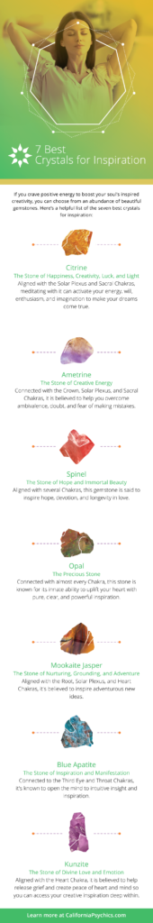 7 Best Crystals for Inspiration infographic | California Psychics