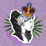 History and Benefits of Astrology drawing of Queen Elizabeth I with a crown over a purple background.