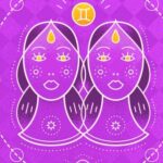 An image for what makes Gemini lucky of twins surrounded by the symbols for Taurus, Gemini, and air.