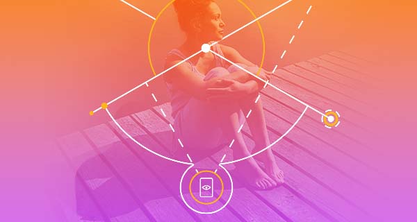 A Summer Tarot Daily Focus image showing a woman sitting on a dock with her arms wrapped around her knees. The image is tinted with an orange-to-amethyst gradient.