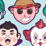 An image depicting cartoon icons of famous horror villains: the Joker, Freddy Krueger, Godzilla, Dracula, and Pennywise the clown.