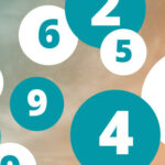 An image of multiple numbers, depicted in blue and white circles floating over a teal-orange gradient background.