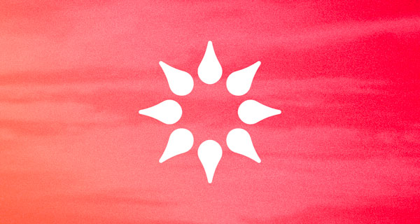 An abstracted image of a white lotus flower over a red background.