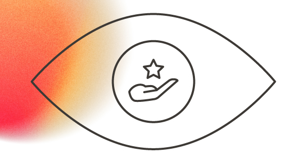 An image of an outline of an eye, with the sigil of a hand and a star inside the pupil.