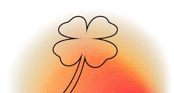 An outline of a four-leaf clover over an orange-to-yellow gradient.