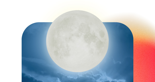 An image of the Full Wolf Moon over a pale blue sky.