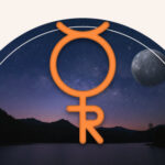 The Mercury symbol over a nighttime horizon.