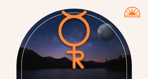 The Mercury symbol over a nighttime horizon.