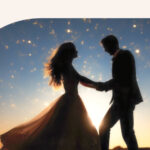 A silhouette of a married couple under the night sky