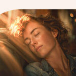 A woman napping as the sun sets.